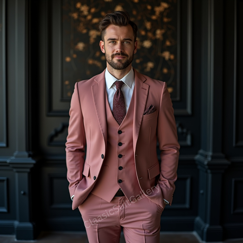 Men's Dusty Rose 3 Piece suit